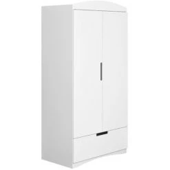 MILIBOO Armoire Blanche Avec Penderie Et étagères ANTONIN - Blanc -France MILIBOO Soldes 2022 69755289 3