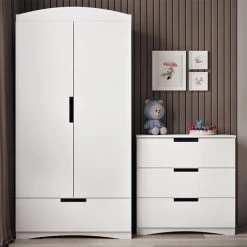 MILIBOO Armoire Blanche Avec Penderie Et étagères ANTONIN - Blanc -France MILIBOO Soldes 2022 69755289 4