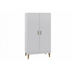 MILIBOO Armoire Blanche Et Bois Clair Avec Penderie Et étagères ELIAS - Blanc
