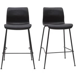 MILIBOO Tabourets De Bar Fixes Noirs Aspect Vieilli Et Métal Noir H65 Cm (lot De 2) HAROLD - Noir