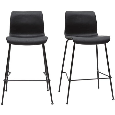 MILIBOO Tabourets De Bar Fixes Noirs Aspect Vieilli Et Métal Noir H65 Cm (lot De 2) HAROLD - Noir 3 MILIBOO Tabourets De Bar Fixes Noirs Aspect Vieilli Et Métal Noir H65 Cm (lot De 2) HAROLD - Noir