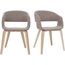 MILIBOO Chaises Design En Tissu Taupe Et Pieds En Bois Clair (lot De 2) SLAM - Taupe -France MILIBOO Soldes 2022 70187444 2