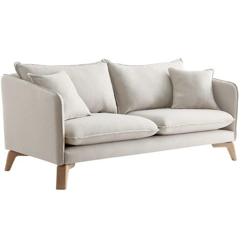 MILIBOO Canapé 3 Places éco-responsable En Tissu Beige Clair FOREST - Beige 4 MILIBOO Canapé 3 Places éco-responsable En Tissu Beige Clair FOREST - Beige – Image 2