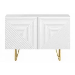 MILIBOO Buffet Design Blanc Et Doré Avec 2 Portes L107 Cm OZEN - Blanc