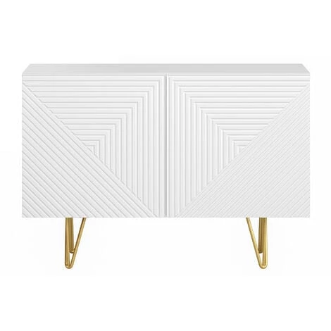 MILIBOO Buffet Design Blanc Et Doré Avec 2 Portes L107 Cm OZEN - Blanc 3 MILIBOO Buffet Design Blanc Et Doré Avec 2 Portes L107 Cm OZEN - Blanc
