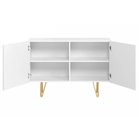 MILIBOO Buffet Design Blanc Et Doré Avec 2 Portes L107 Cm OZEN - Blanc 4 MILIBOO Buffet Design Blanc Et Doré Avec 2 Portes L107 Cm OZEN - Blanc – Image 2