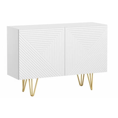 MILIBOO Buffet Design Blanc Et Doré Avec 2 Portes L107 Cm OZEN - Blanc 5 MILIBOO Buffet Design Blanc Et Doré Avec 2 Portes L107 Cm OZEN - Blanc – Image 3
