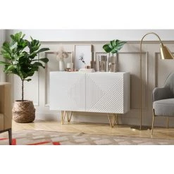 MILIBOO Buffet Design Blanc Et Doré Avec 2 Portes L107 Cm OZEN - Blanc 11 MILIBOO Buffet Design Blanc Et Doré Avec 2 Portes L107 Cm OZEN - Blanc -France MILIBOO Soldes 2022 70728431 5