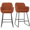 MILIBOO Tabourets De Bar En Tissu Effet Velours Terre Brûlée H65 Cm (lot De 2) AMIKA - Terra Cotta Velours -France MILIBOO Soldes 2022 71264848 1