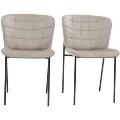 MILIBOO Chaises Design En Velours Taupe Et Métal Noir (lot De 2) SAIGA - Taupe Velours