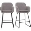 MILIBOO Tabourets De Bar En Tissu Effet Velours Gris H75 Cm (lot De 2) AMIKA - Gris Clair Velours -France MILIBOO Soldes 2022 71264865 1