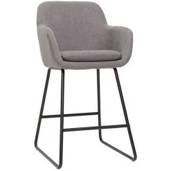 MILIBOO Tabourets De Bar En Tissu Effet Velours Gris H75 Cm (lot De 2) AMIKA - Gris Clair Velours -France MILIBOO Soldes 2022 71264865 3