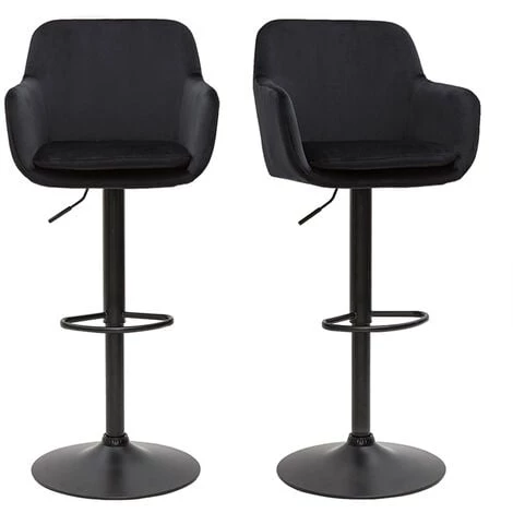 MILIBOO Tabourets De Bar Réglables En Velours Noir Et Métal (lot De 2) AMIKA - Noir Velours 3 MILIBOO Tabourets De Bar Réglables En Velours Noir Et Métal (lot De 2) AMIKA - Noir Velours