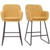 MILIBOO Tabourets De Bar En Tissu Effet Velours Jaune Moutarde H65 Cm (lot De 2) AMIKA - Jaune Velours -France MILIBOO Soldes 2022 71264868 1