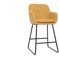 MILIBOO Tabourets De Bar En Tissu Effet Velours Jaune Moutarde H65 Cm (lot De 2) AMIKA - Jaune Velours -France MILIBOO Soldes 2022 71264868 3