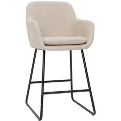 MILIBOO Tabourets De Bar En Tissu Effet Velours Beige H65 Cm (lot De 2) AMIKA - Beige Velours -France MILIBOO Soldes 2022 71264871 3