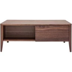 MILIBOO Table Basse Vintage Rectangulaire Avec Tiroir Et Niche Noyer L100 Cm BENJA - Noyer