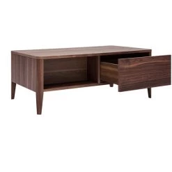 MILIBOO Table Basse Vintage Rectangulaire Avec Tiroir Et Niche Noyer L100 Cm BENJA - Noyer -France MILIBOO Soldes 2022 71382633 3