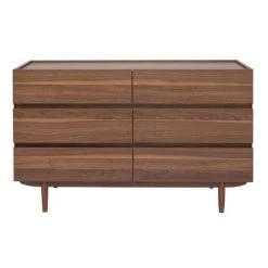 MILIBOO Commode 6 Tiroirs En Bois Foncé L120 Cm SANAA - Noyer
