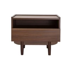 MILIBOO Table De Chevet Avec Tiroir En Bois Foncé SANAA - Noyer