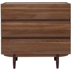 MILIBOO Commode 3 Tiroirs En Bois Foncé L80 Cm SANAA - Noyer