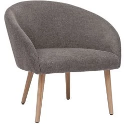 MILIBOO Fauteuil En Tissu Effet Velours Texturé Gris Et Pieds Bois Clair OLIVIA - Gris Velours -France MILIBOO Soldes 2022 71497238 2