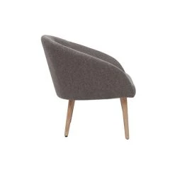 MILIBOO Fauteuil En Tissu Effet Velours Texturé Gris Et Pieds Bois Clair OLIVIA - Gris Velours -France MILIBOO Soldes 2022 71497238 3