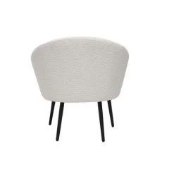 MILIBOO Fauteuil Design Blanc En Tissu Effet Laine Bouclée Et Pieds En Metal Noir OLIVIA - Blanc -France MILIBOO Soldes 2022 71497241 4
