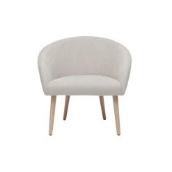 MILIBOO Fauteuil En Tissu Effet Velours Texturé Beige Et Pieds Bois Clair OLIVIA - Beige Velours