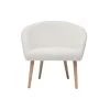MILIBOO Fauteuil Blanc En Tissu Effet Laine Bouclée Et Pieds Bois Clair OLIVIA - Blanc