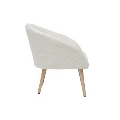 MILIBOO Fauteuil Blanc En Tissu Effet Laine Bouclée Et Pieds Bois Clair OLIVIA - Blanc -France MILIBOO Soldes 2022 71498008 3
