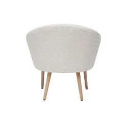 MILIBOO Fauteuil Blanc En Tissu Effet Laine Bouclée Et Pieds Bois Clair OLIVIA - Blanc -France MILIBOO Soldes 2022 71498008 4