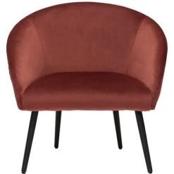 MILIBOO Fauteuil Design Tissu Velours Rouge Tomette Et Pieds En Métal Noir OLIVIA - Terra Cotta Velours