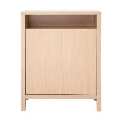 MILIBOO Meuble D'entrée Finition Chêne Avec Une Portes Et Niche Ouverte L80 Cm GUMBY - Naturel