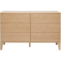 MILIBOO Commode 6 Tiroirs En Bois Clair L120 Cm FREDDY - Naturel