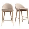 MILIBOO Tabourets De Bar Scandinaves En Tissu Beige Et Frêne Massif H66 Cm (lot De 2) DALIA - Beige -France MILIBOO Soldes 2022 71604624 1