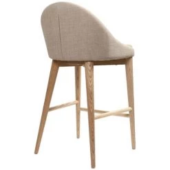 MILIBOO Tabourets De Bar Scandinaves En Tissu Beige Et Frêne Massif H66 Cm (lot De 2) DALIA - Beige -France MILIBOO Soldes 2022 71604624 4