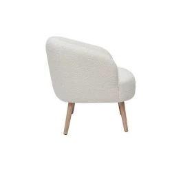 MILIBOO Fauteuil Scandinave En Tissu Effet Laine Bouclée Et Bois MAGGIE - Blanc -France MILIBOO Soldes 2022 71614575 3